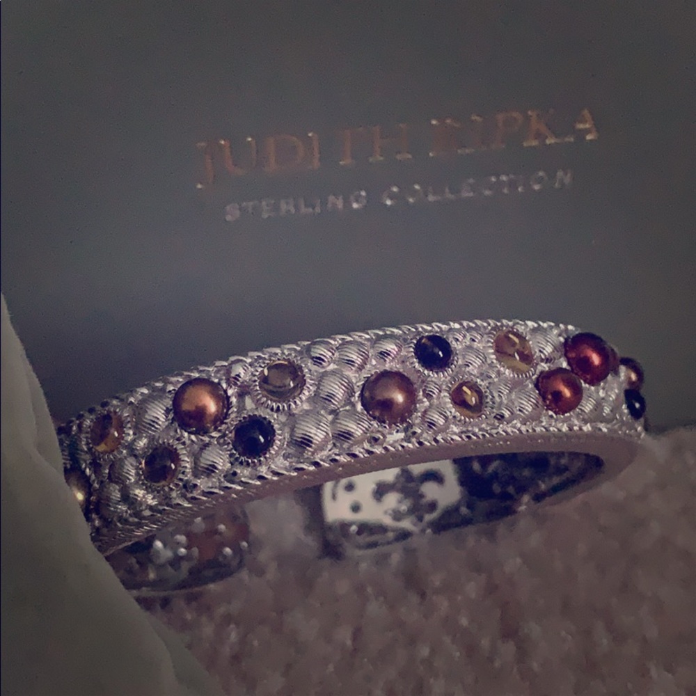 Brand New Judith Ripka SS  & pearl hinged cuff